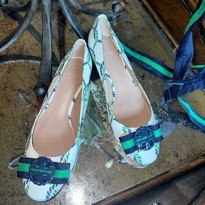 Tory Burch French leather flats with stripes. Great for spring!